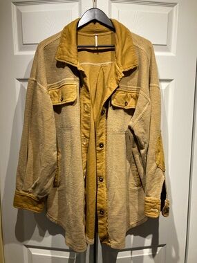 Free People Mustard Tan Fleece Shacket